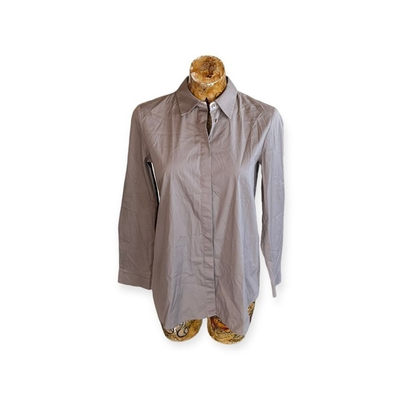 Lafayette 148 New York top gray button down Small - Picture 1 of 7